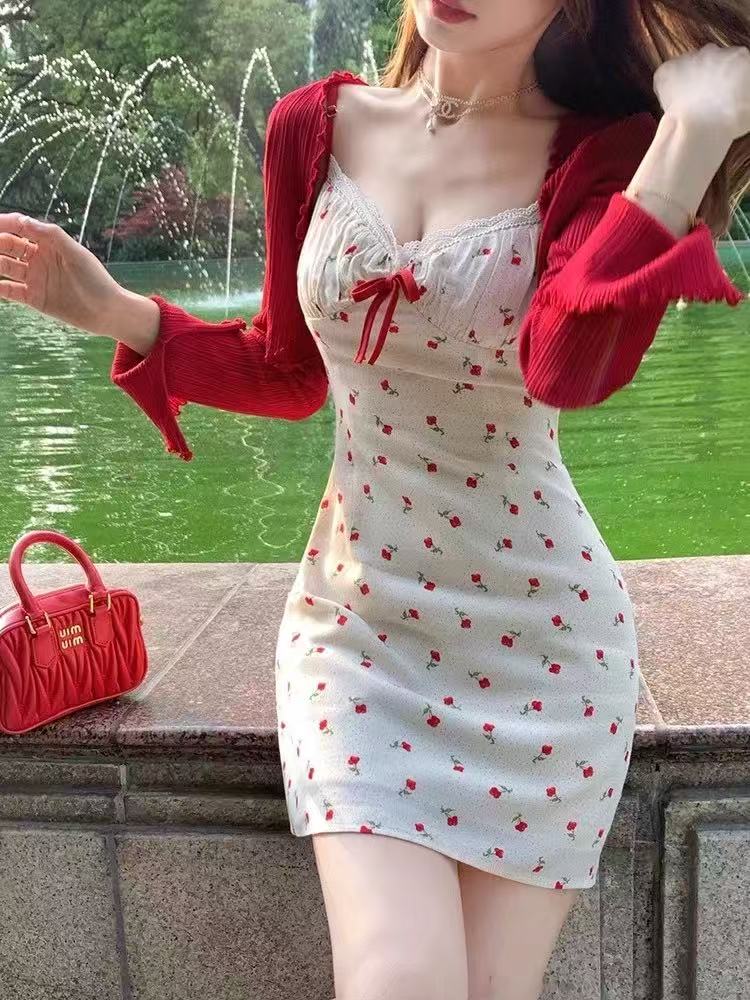 ST225纯欲碎花裙