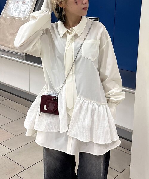 多層束腰襯衫裙【JT041】