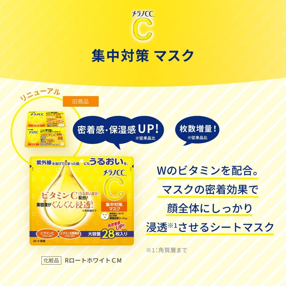 日本製 樂敦 Melano CC 高浸透維他命C美白面膜 (28片裝)