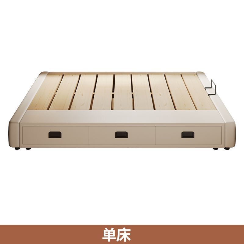 實木無床頭儲物榻榻米床架 排骨架設計 細單位箱體床 帶抽屜收納 bed