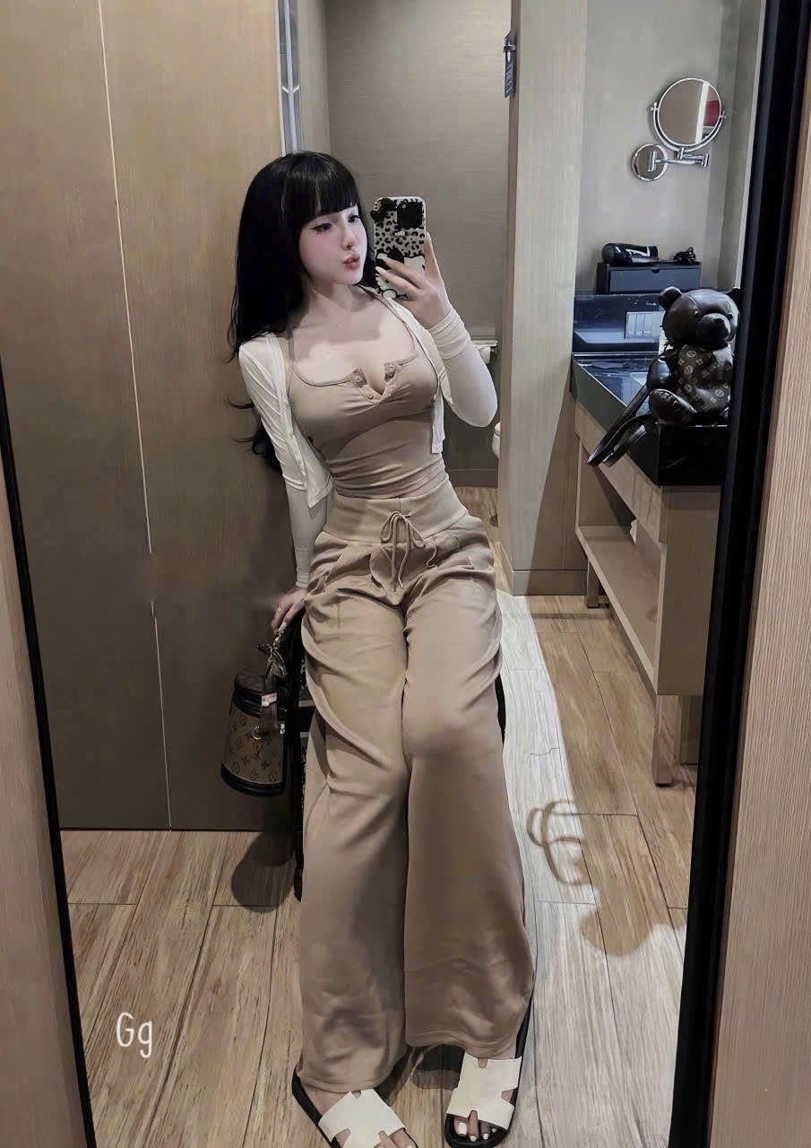 吊带阔腿裤休闲三件套