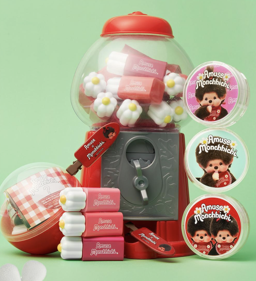 韓國 Amuse x Monchhichi 限定 迷你扭蛋彩妝套裝 Tint +氣墊+髮夾 | Quick Makeup Mini Gacha