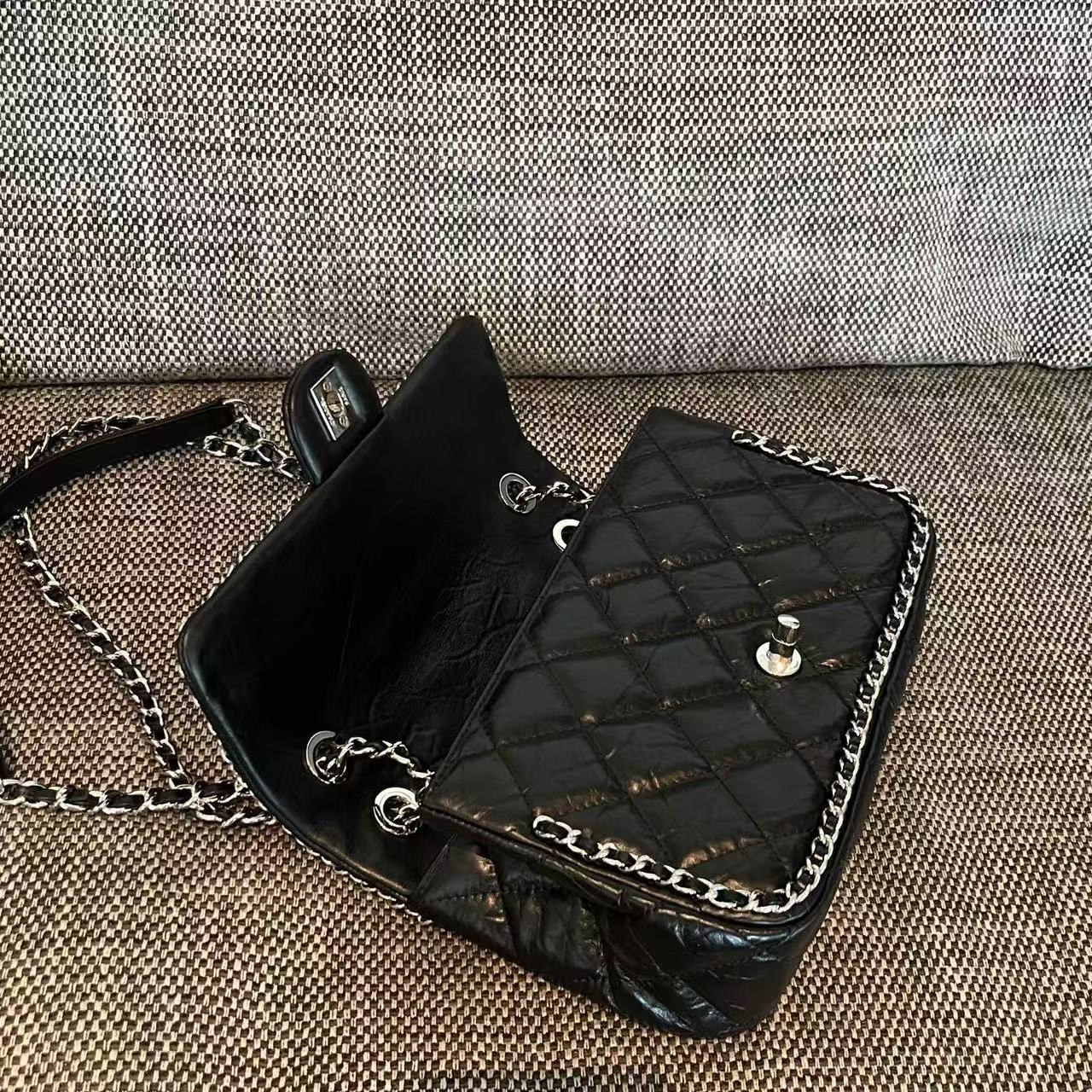 【頂級原單】Chanel Vintage系列銀色滾邊鏈條包