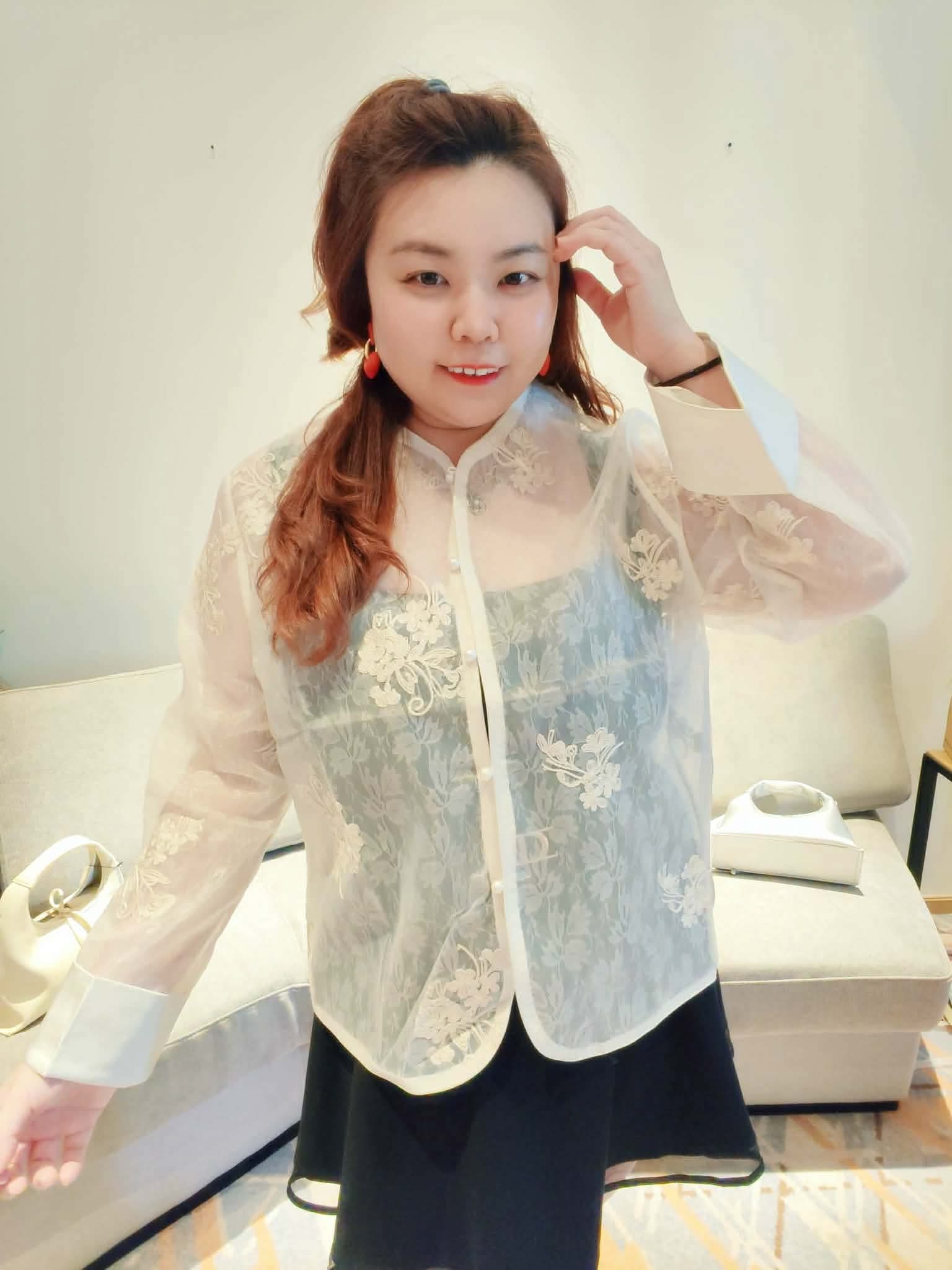 YPA02 26036 高级感透纱刺绣工艺外套