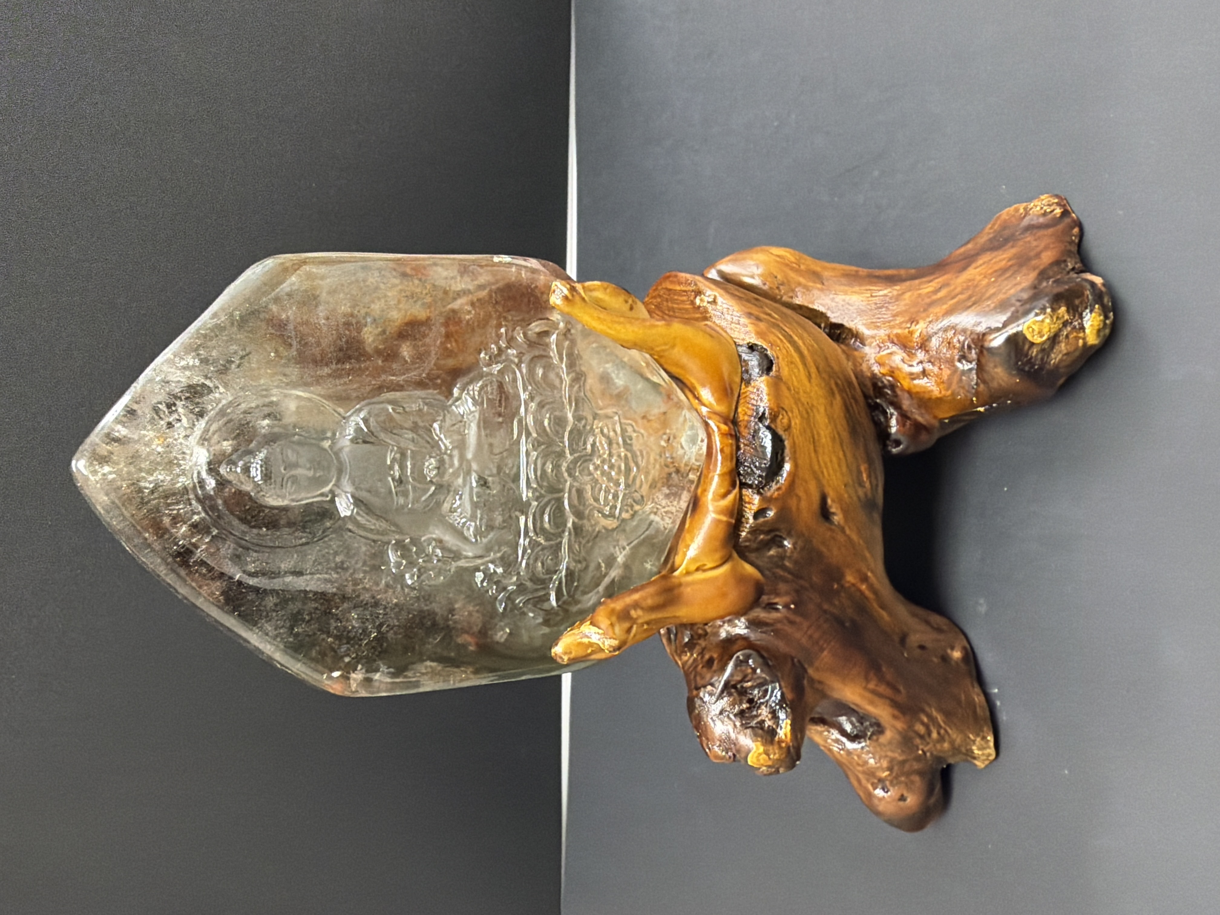#5 藥師佛雕刻天然綠幽靈水晶 （已加持）全高17.5cm