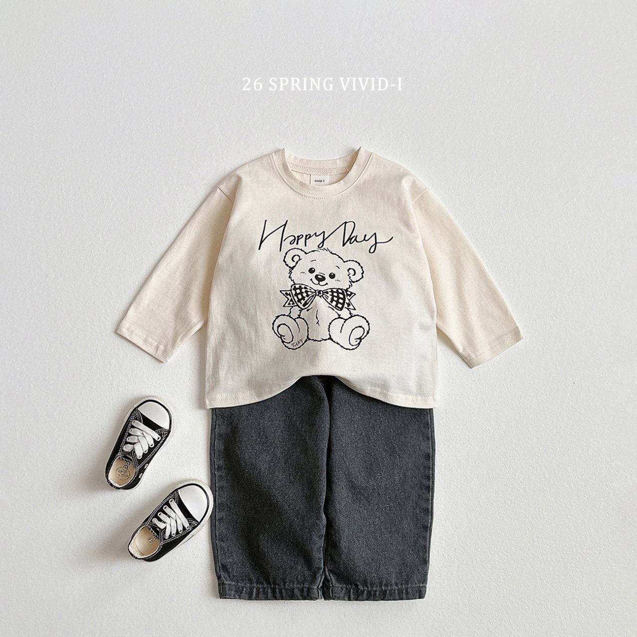 🌸預訂 韓國直送🌸🇰🇷VIVIDI五色快樂熊印花格紋上下套裝