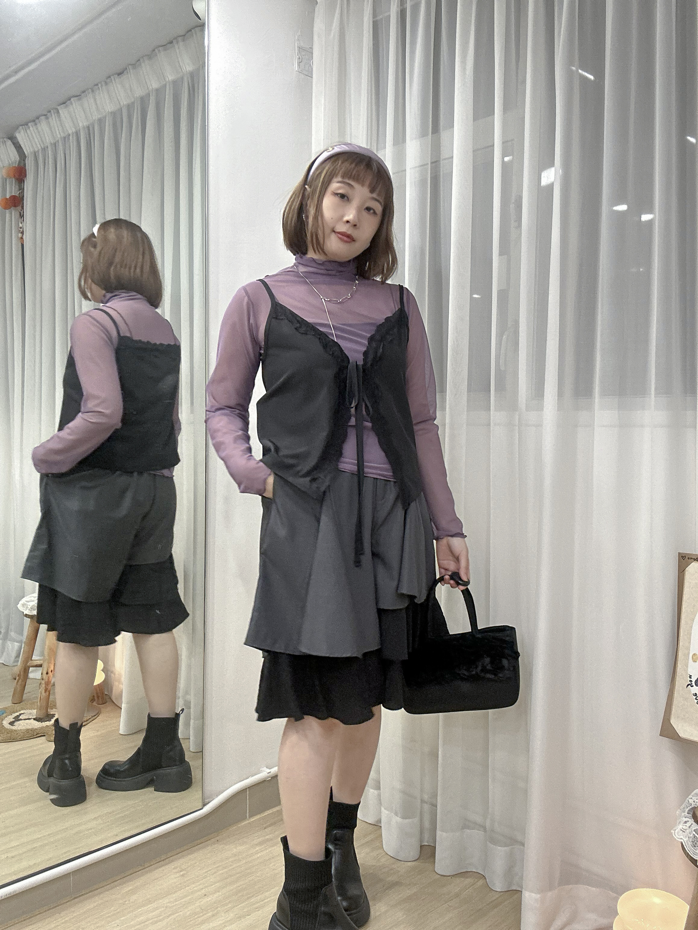 【本店大熱廠商】不按常理出牌～Ruffle設計感層疊西裝裙褲 RA0005 - 灰色 Grey