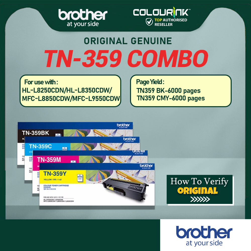 Brother Original TN-359 TN-359BK Black TN-359M Magenta TN-359Y Yellow TN-359C Cyan L8250CDN L8600CDW L8850CDW L9550CDW