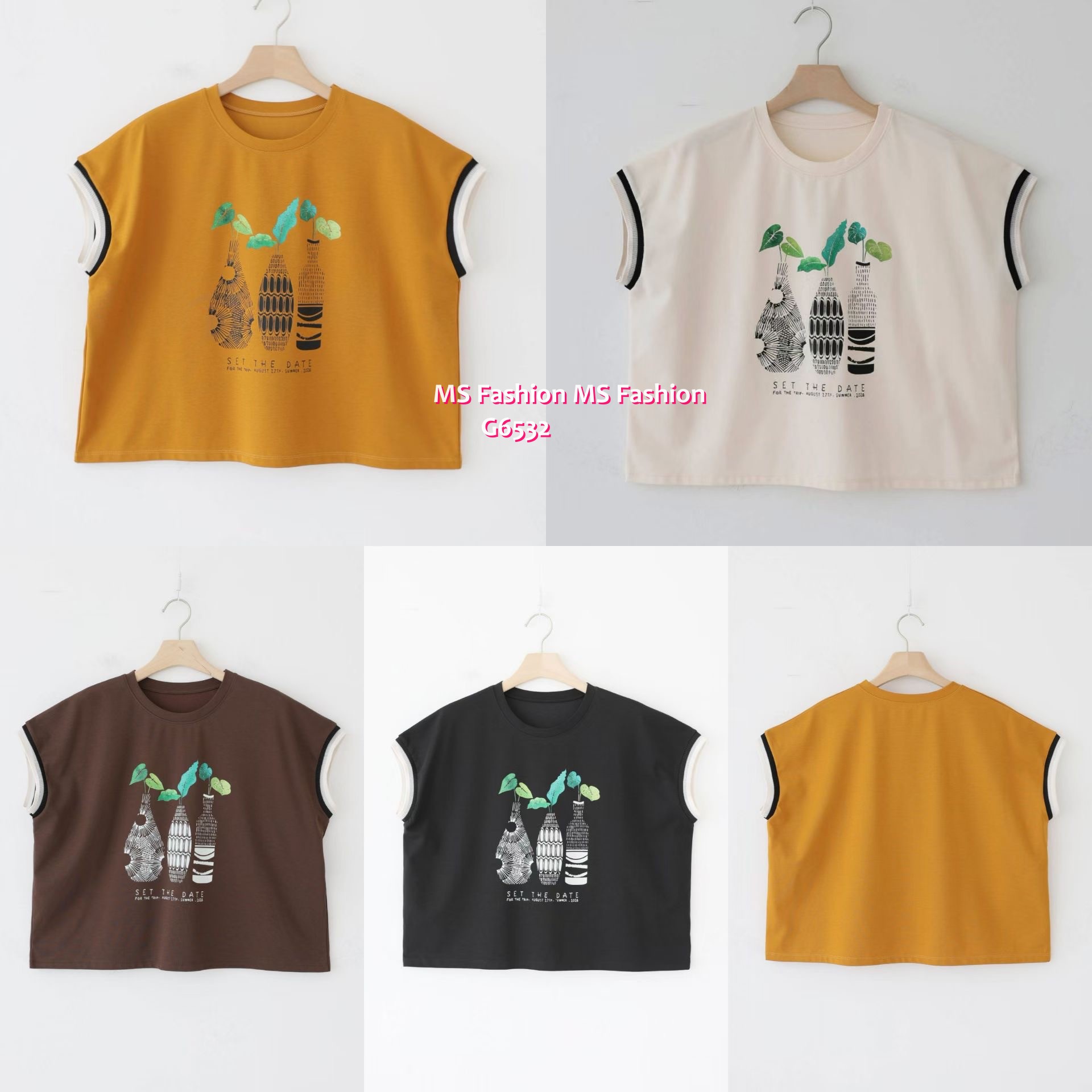 G6532 靚花瓶print top