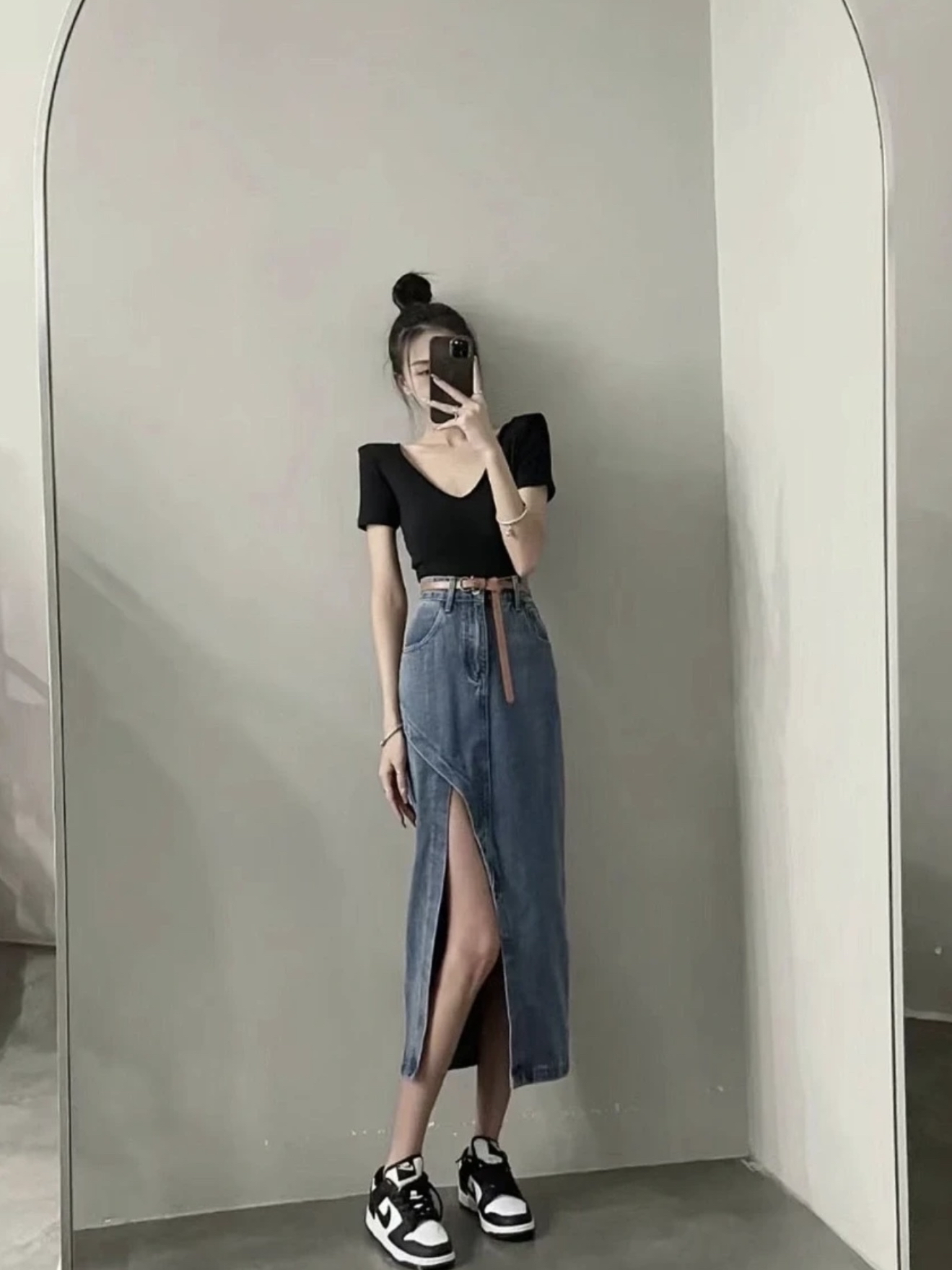 J204不规则开叉裙