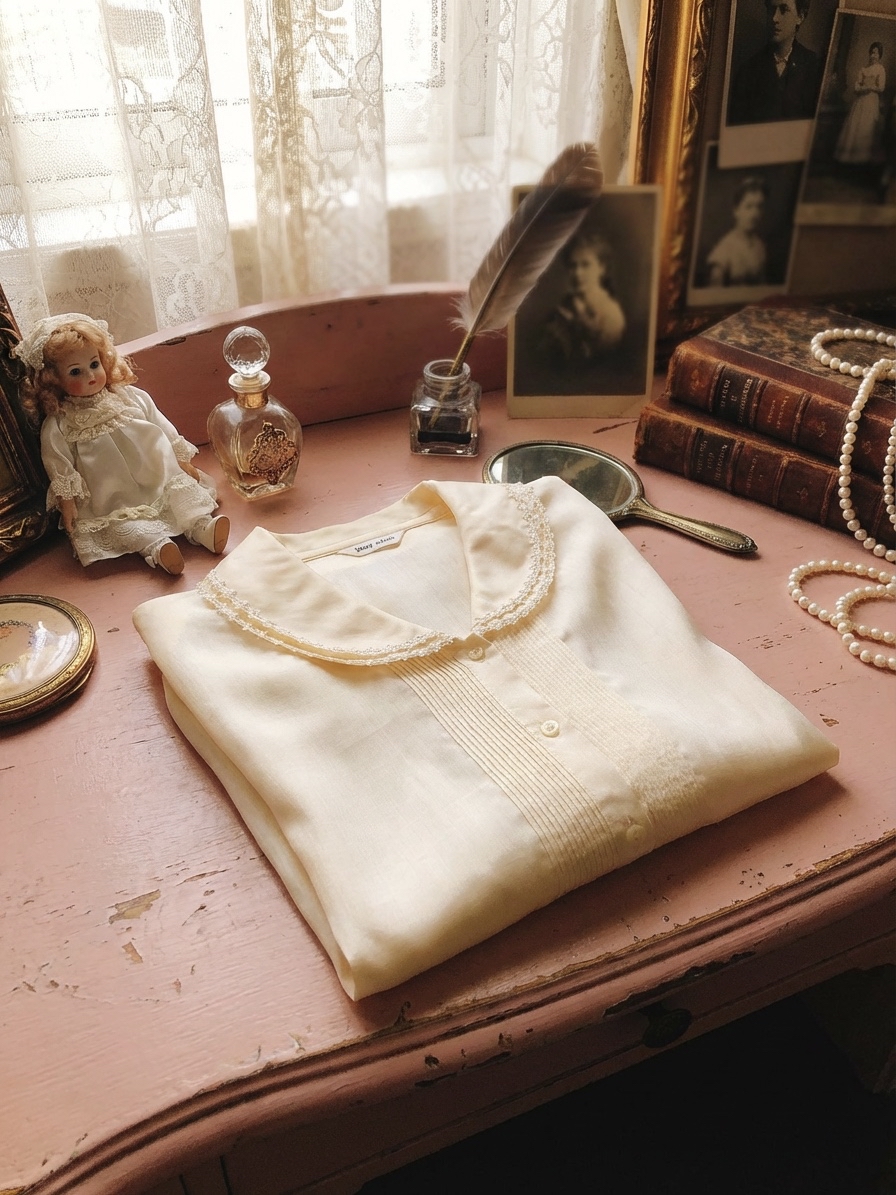 莫奈莊園的晨光日製立體花蕾絲雙領襯衫 Monet's Morning Light ∙ Japanese 3D Floral Lace Double-Collar Blouse