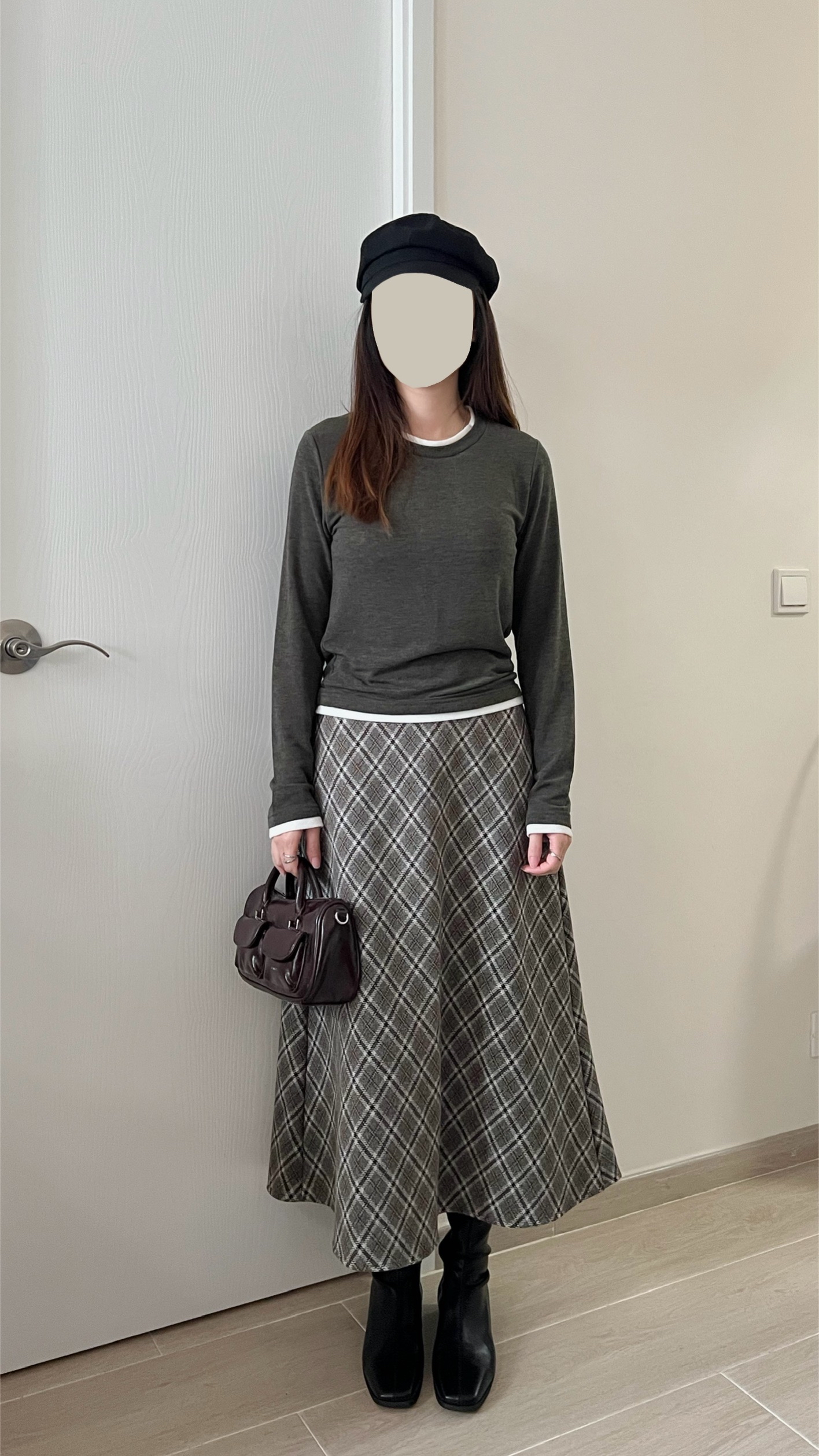 高質秋冬菱形格紋長裙 現貨