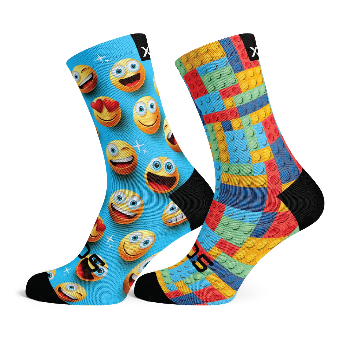 Sox Emoji & Blocks Kids Crew Socks Combo
