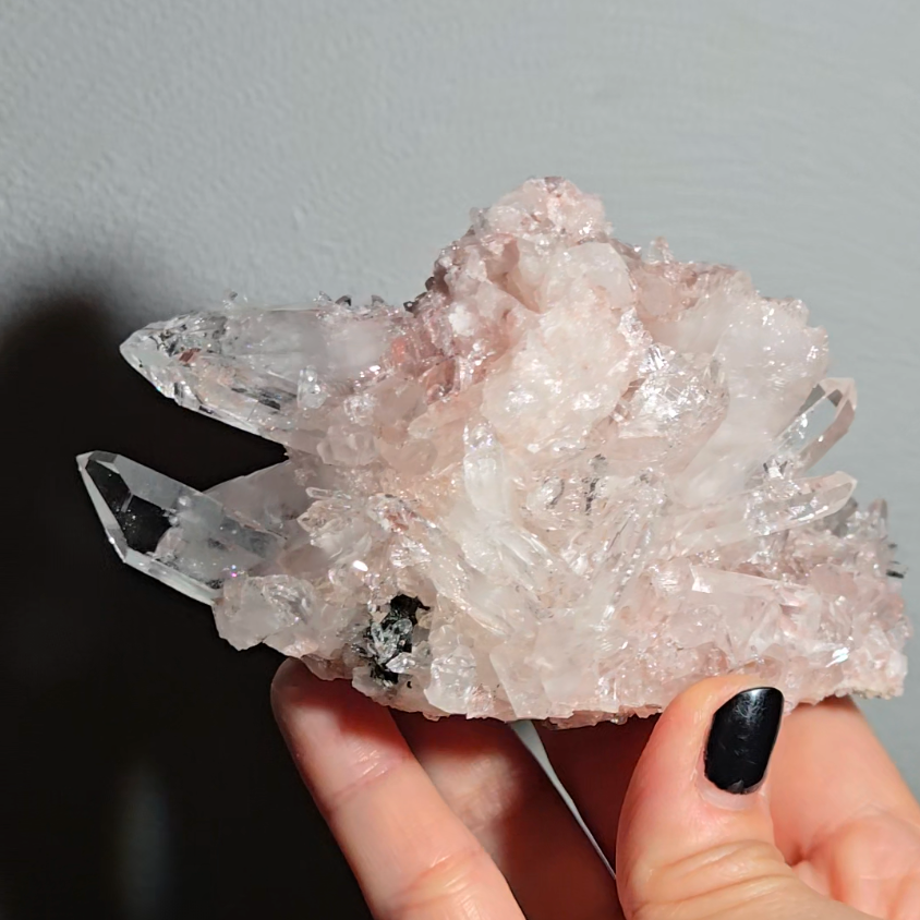 Extra pink Pink Lemurian quartz cluster from Colombia - LQ183