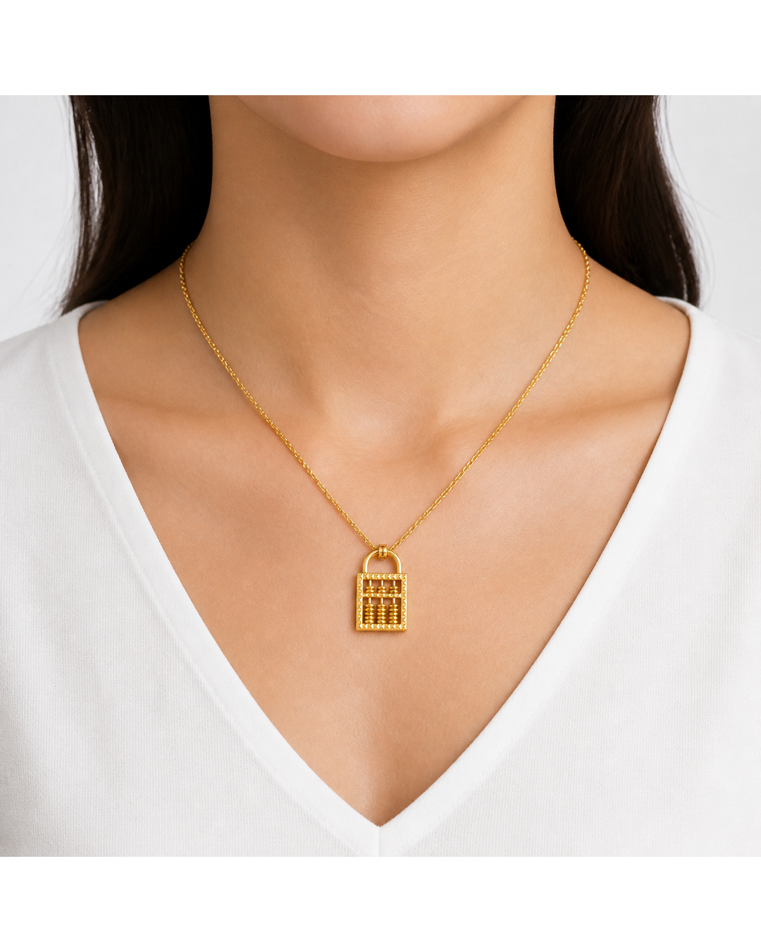 916 Gold Abacus Padlock Pendant 3.09g GP0013904