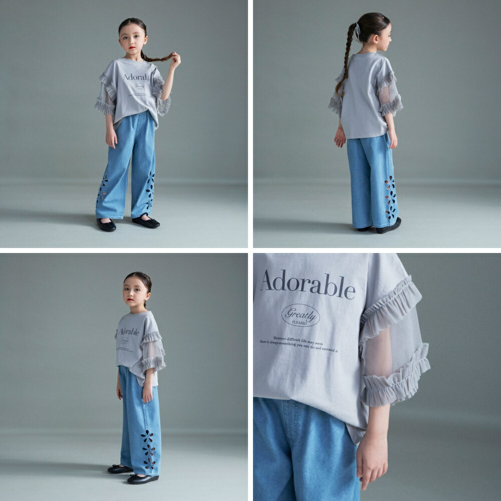 🆕【⭐訂購⭐】🇯🇵日本直送 女童薄紗邊飾 中袖Tee［2款選］🌀 [ELBA-0167][260313]