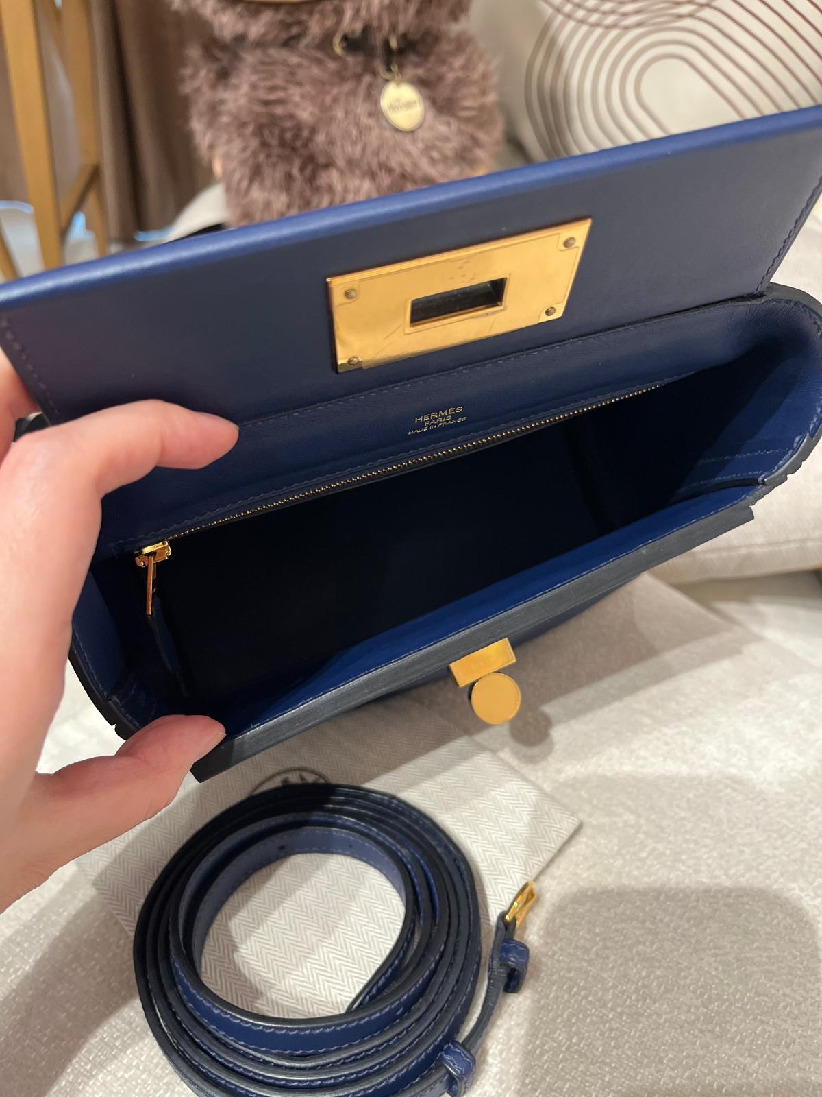 Hermes Mini 2424 Blue Nuit Stamp Z 100%Authentic, 98%New ✅Dust bag✅Box