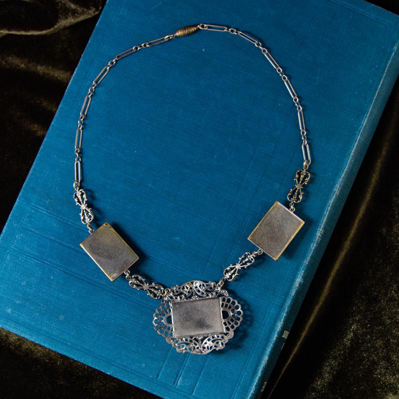 1920s-1940s Faceted Royal Blue Glass Art Deco Necklace (AC131)