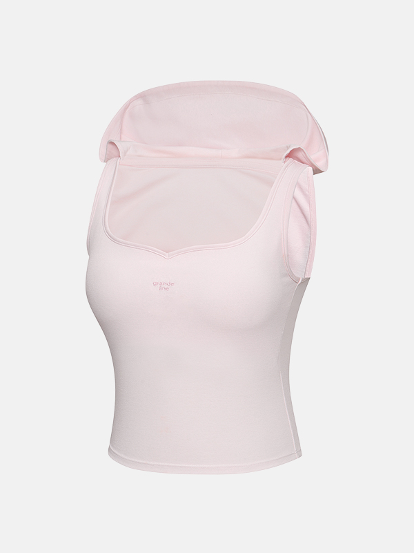 【宮廷領連PAD背心】預購_Soft Pique hooded sleeveless by Grandeline