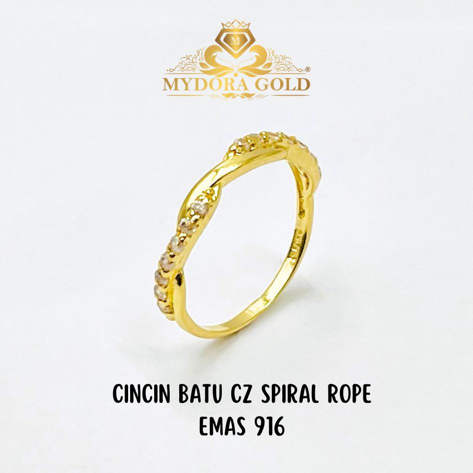 MYDORA Cincin Batu CZ Spiral Rope l EMAS 916/22K