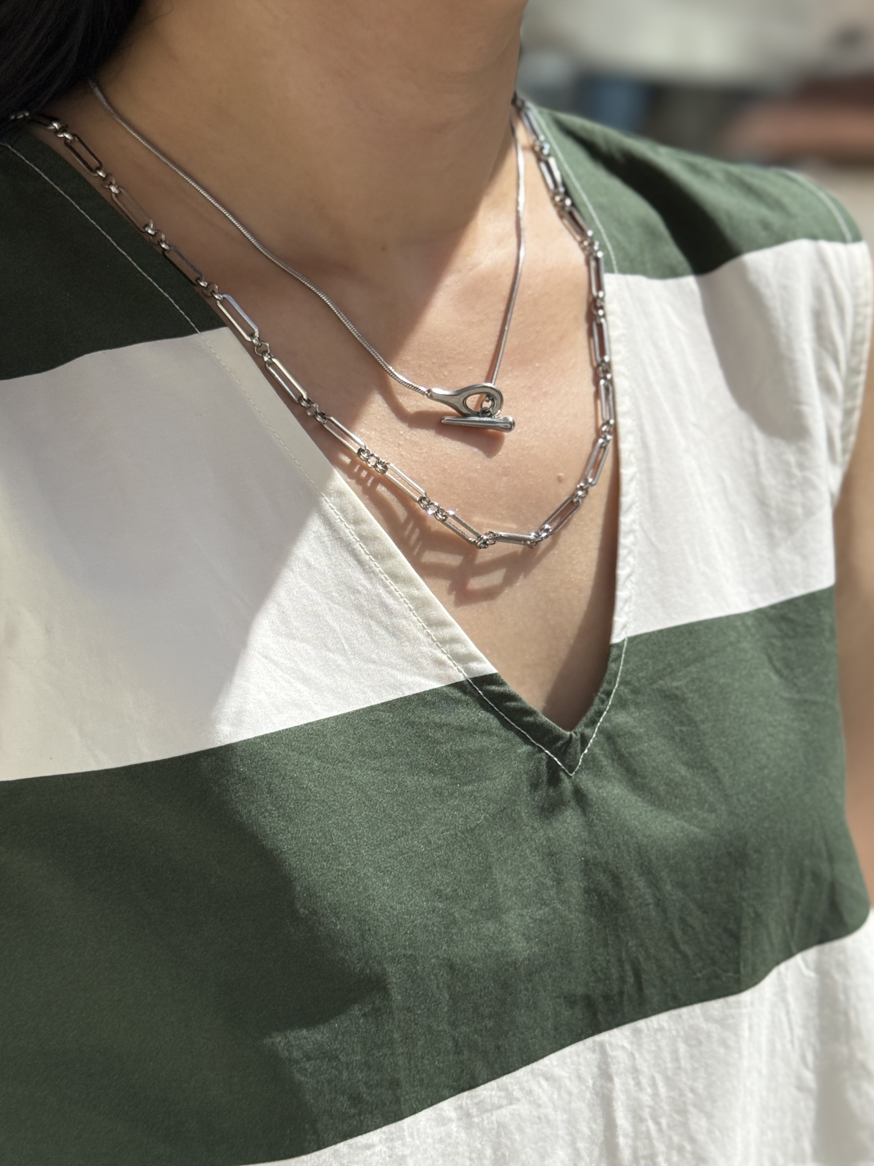 Silver water drop stainless necklace