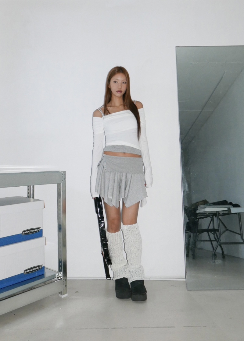 Ruched Off-Shoulder Long Sleeve