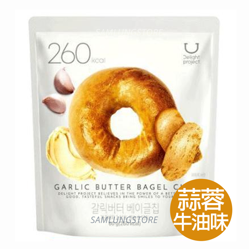 Delight Project 韓國低熱量高蛋白貝果脆片(香蒜牛油味) 60g 此日期或之前食用：2026.9.14