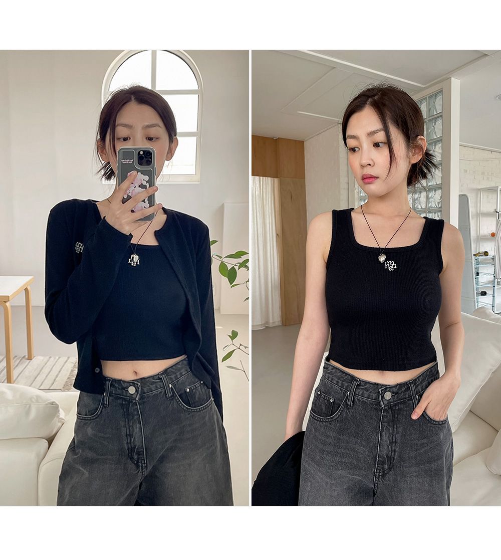 <預訂>🇰🇷MuahMuah Logo slim fit knit sleeveless