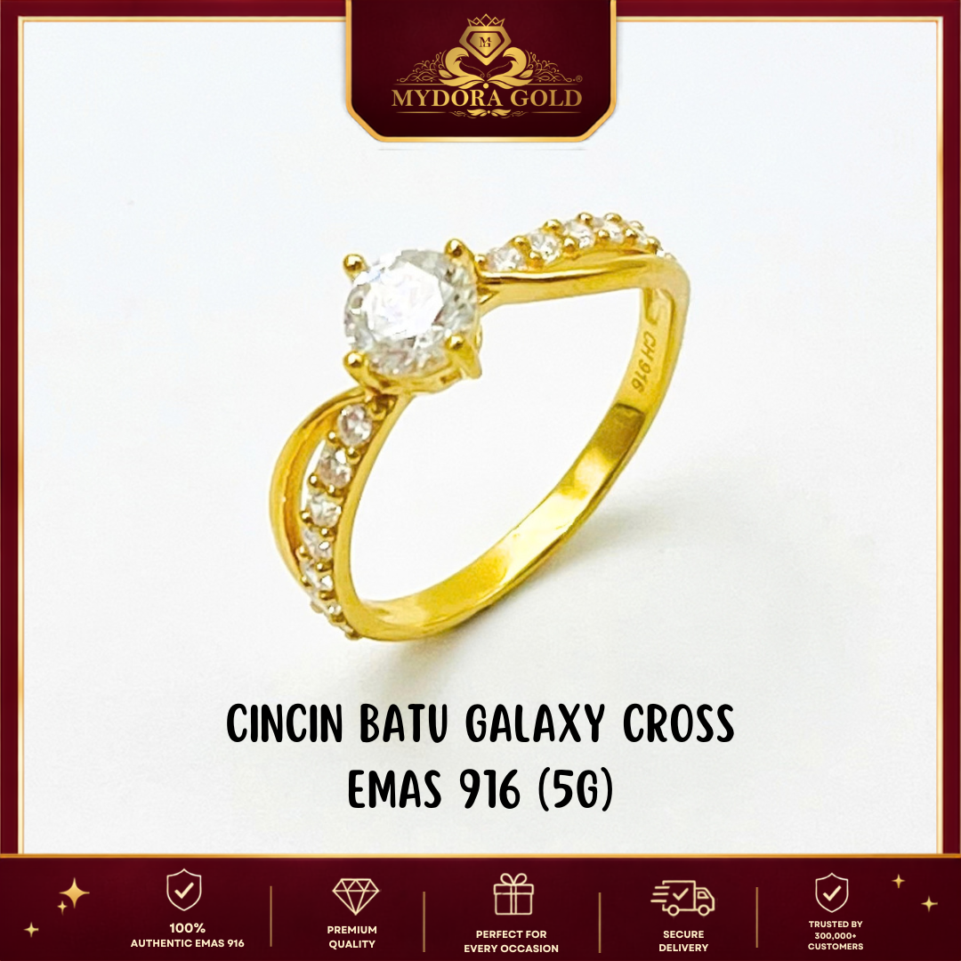 MYDORA Cincin Batu CZ Galaxy Cross l EMAS 916/22K