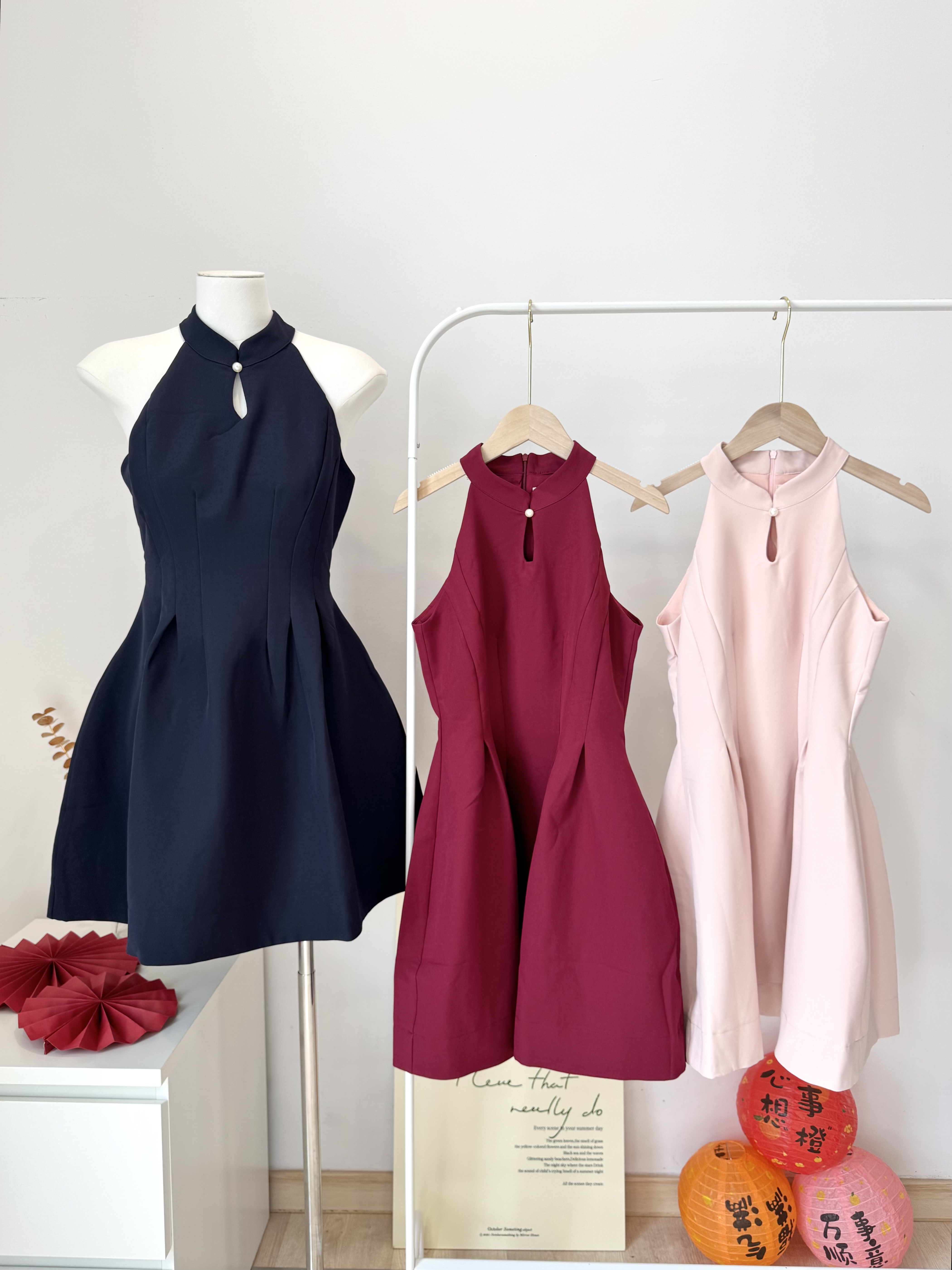 Jade Grace Halter A-Line Flare Dress锦色年华.气质简约挂脖连衣裙(3 colours)Premium Quality