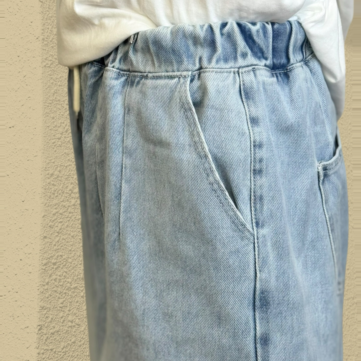 221183 全橡筋腰洗水牛仔褲