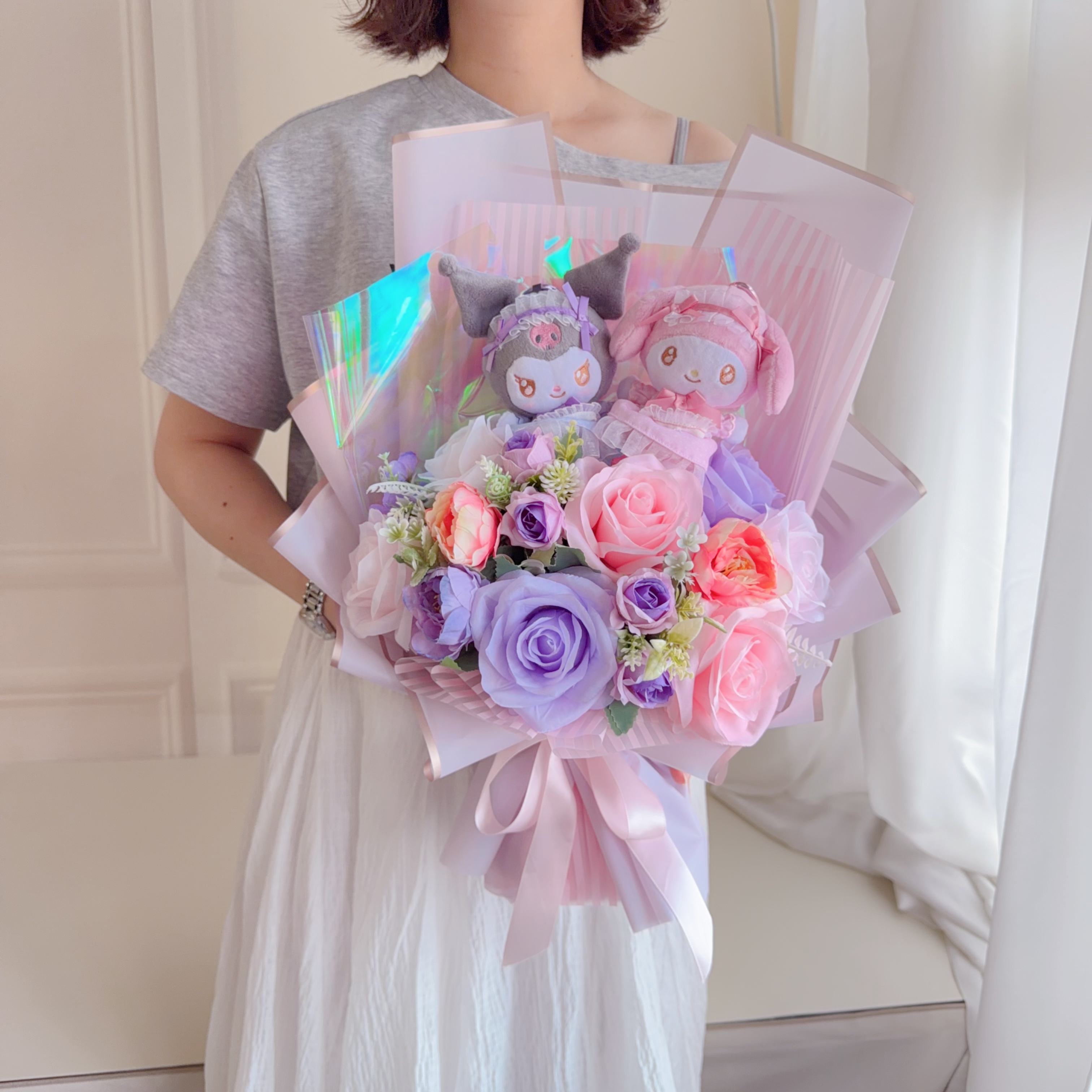 (現貨）melody+kuromi公仔花