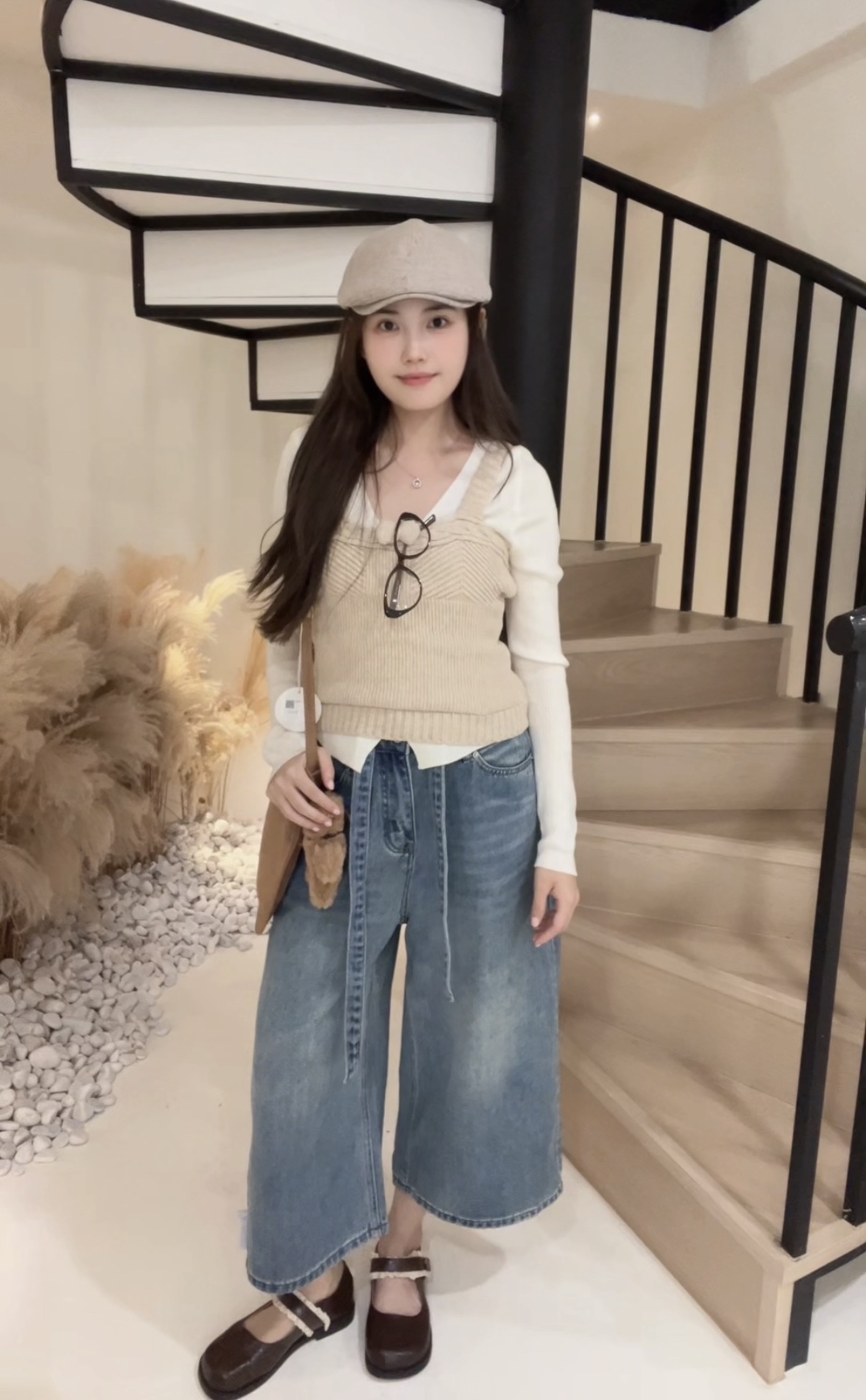 蝴蝶结针织吊带背心