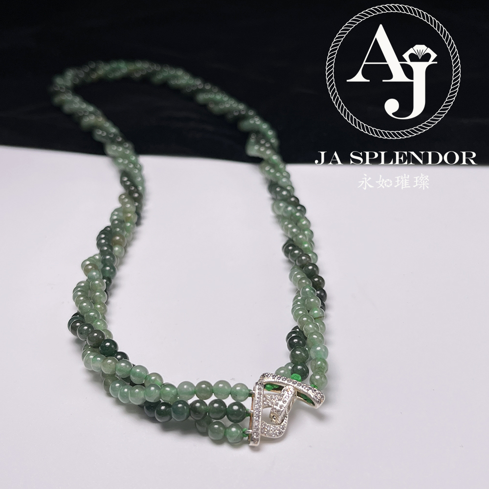 FB-G24 天然翡翠A玉 綠野仙蹤扭紋設計項鏈
