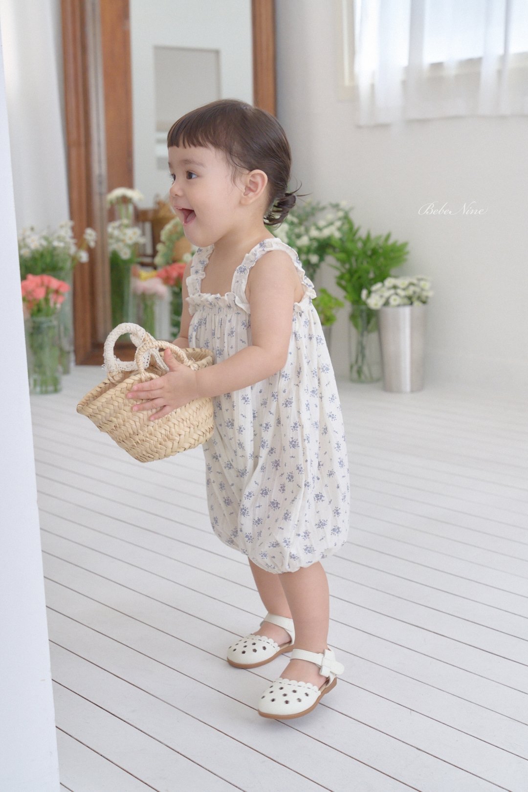 ☀️預訂 韓國直送☀️🇰🇷Bebenine兩色花卉荷葉邊吊帶連身服