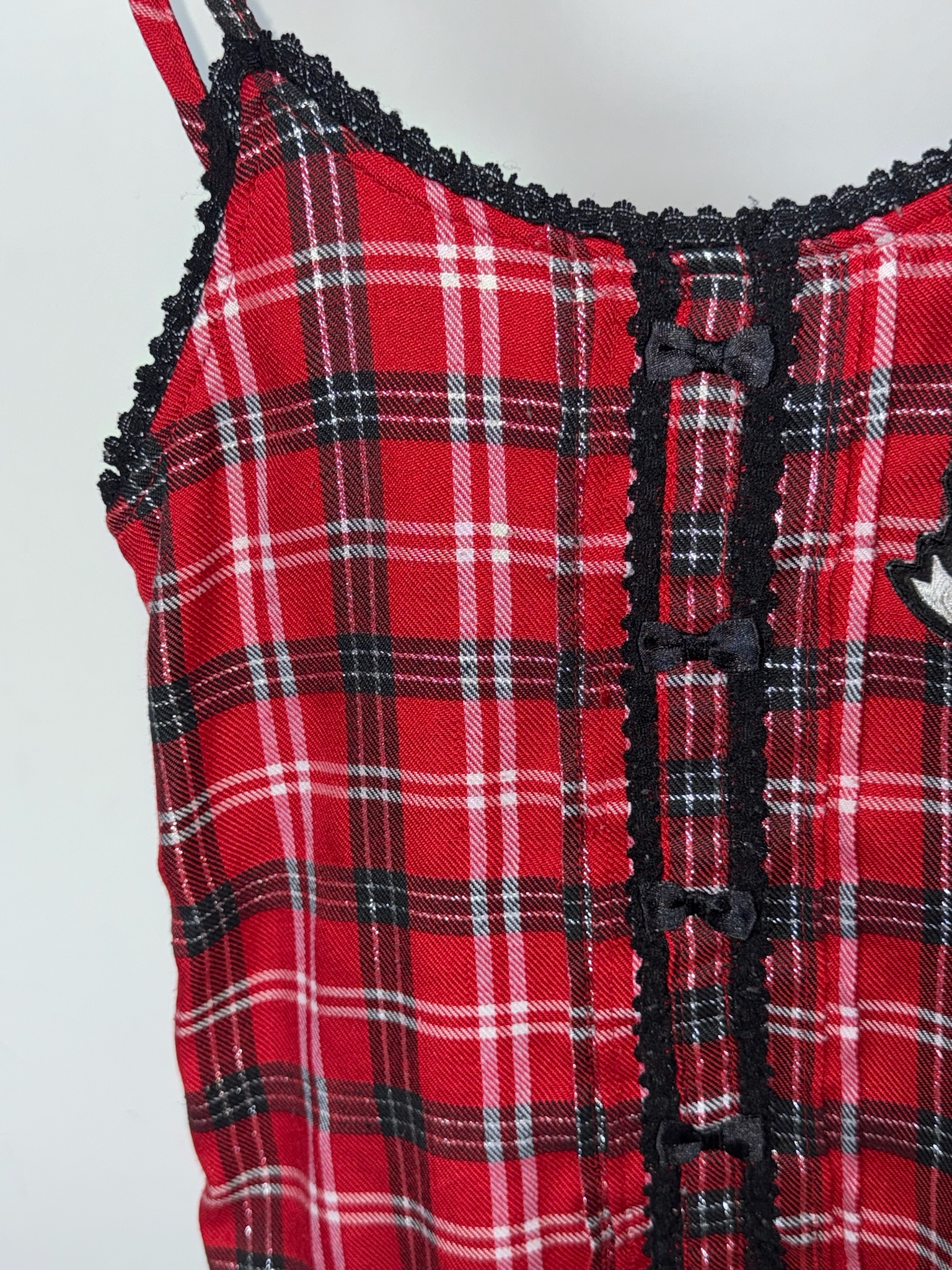 Gothic Lolita Red Checkered Lace-Trimmed Dress