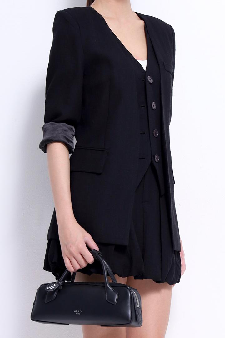 CB2717 LONG SLLV LINEN VEST BLAZER