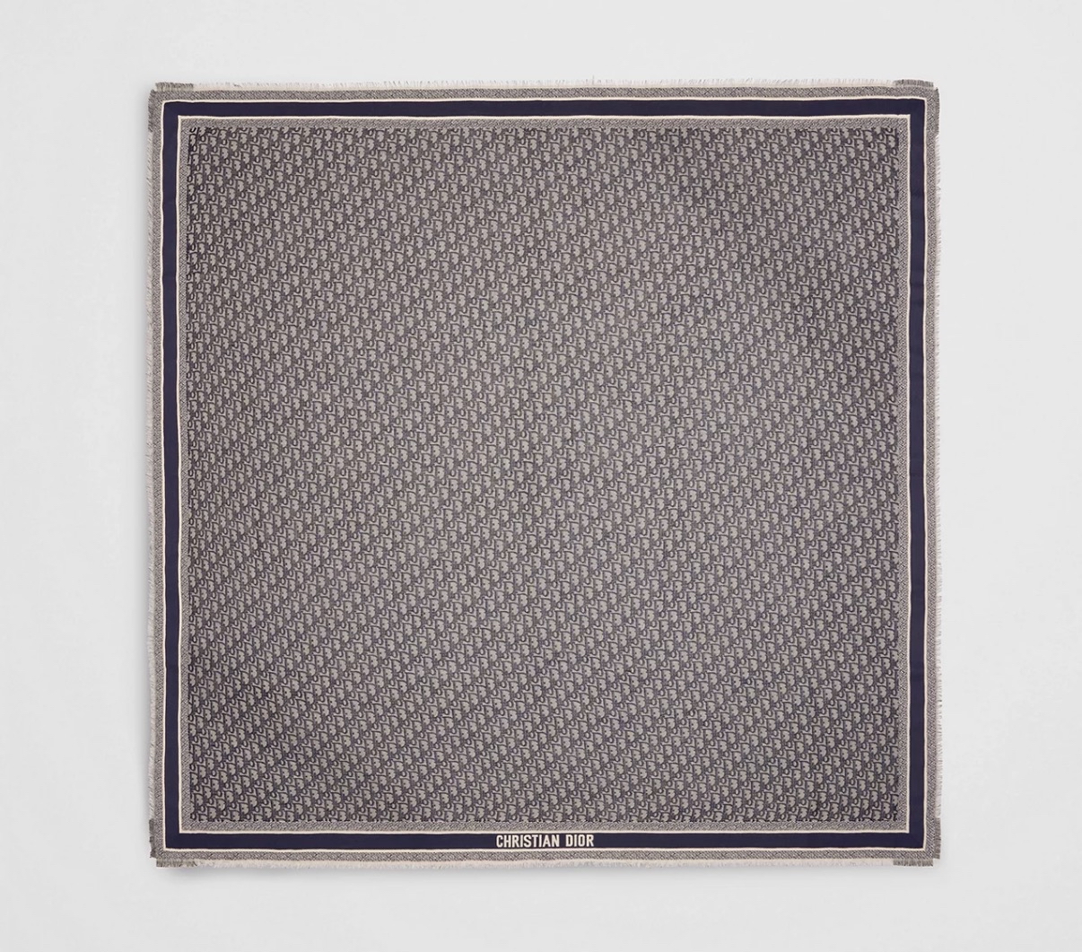 Dior Oblique Shawl Navy Blue WoolSilk and Cotton