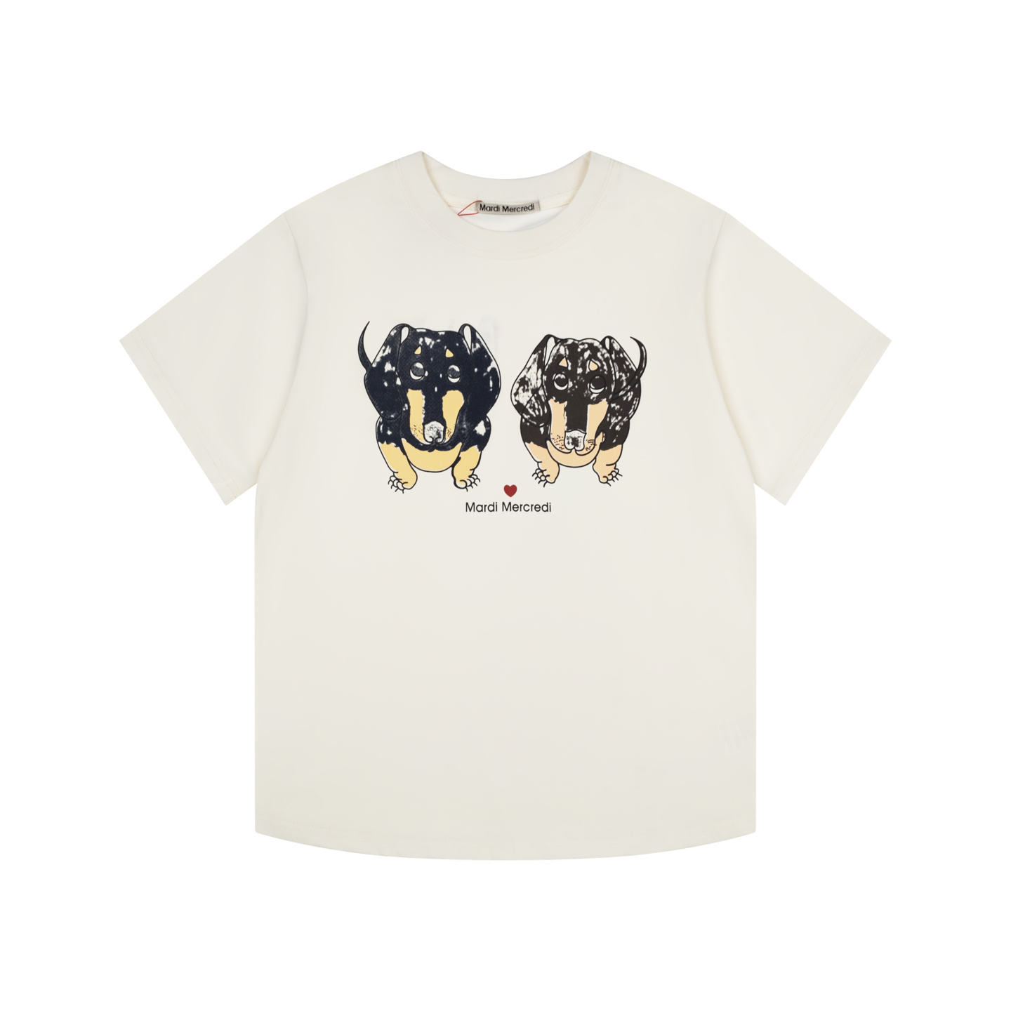 Mardi Mercredi Ddanji Twin Dachshund Graphic Cotton T-Shirt