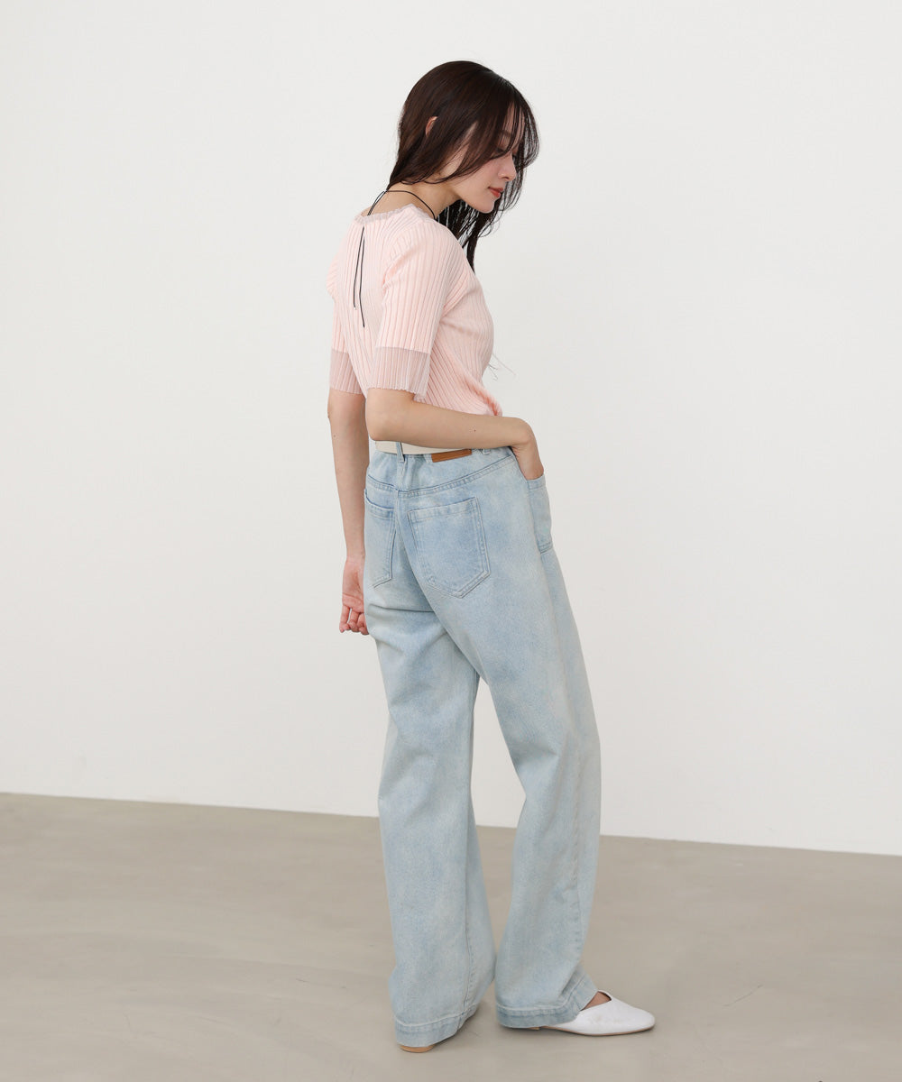 <JP> 透明袖薄紗針織 * 5色入 <預購>