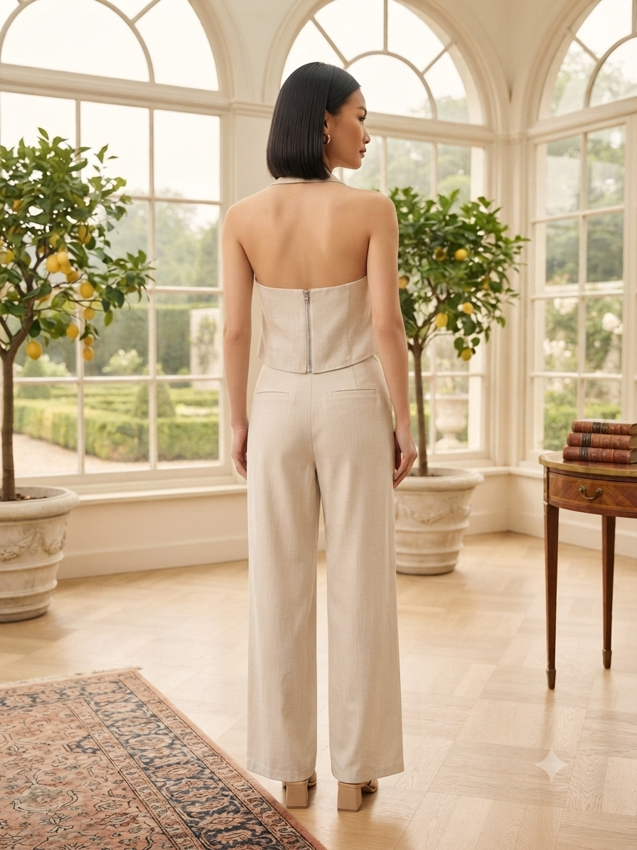 Premium Linen Halterneck Setwear