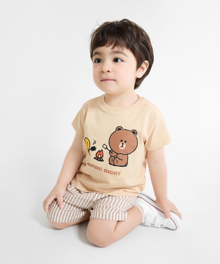 💚預訂 台灣直送💚Line Friend露營印花親子款純棉短袖T恤