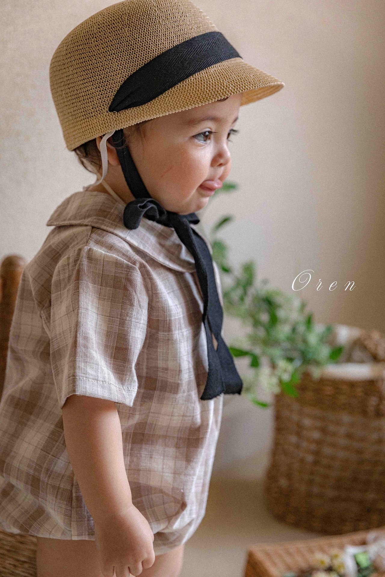 ☀️預訂 韓國直送☀️🇰🇷Oren Oliver兩色格紋純棉圓領短袖包屁衣/上下套裝