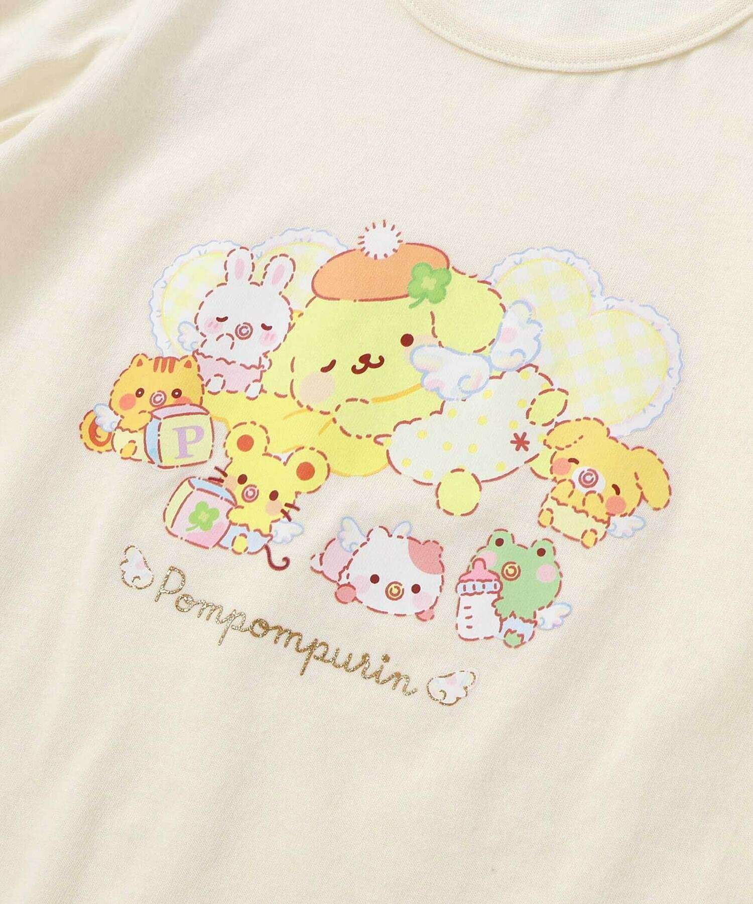 🆕【⭐訂購⭐】🇯🇵日本直送🌀#肉桂狗/ #布丁狗  泡泡袖印花TEE+格紋喇叭胸衣 兩件套🌀[ELBA-0161][260310]