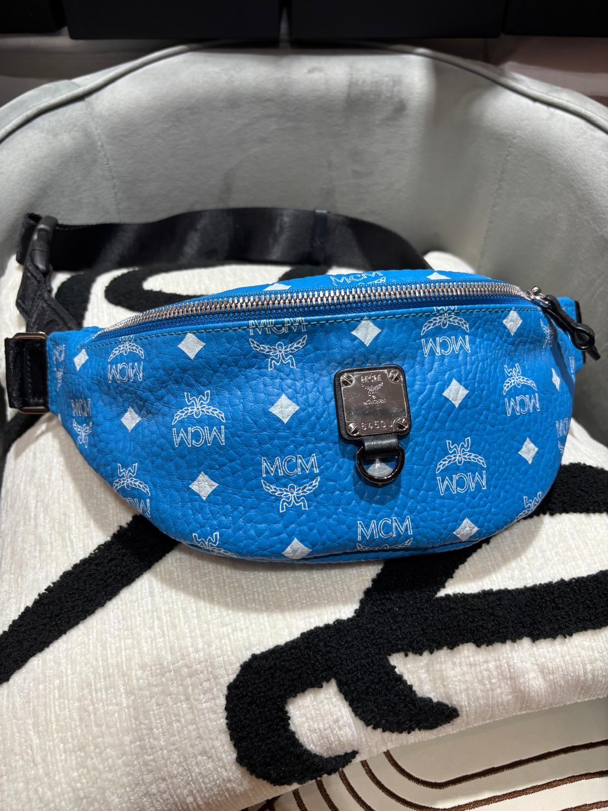 MCM Fursten Visetos Waist Bag Belt Bag Calfskin 100%Authentic, 98%New