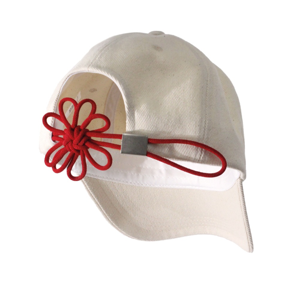 全国宅配無料 ONGO】FLOWER CAP_IVORY〜フラワー結び目キャップ