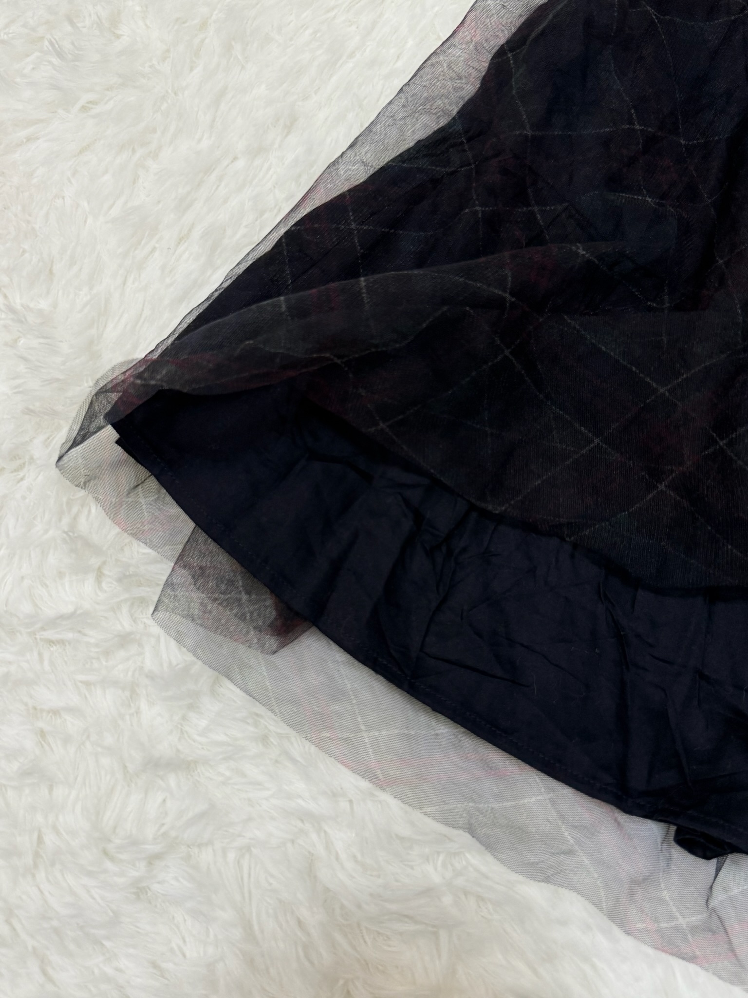 Black Tulle Skirt with Diamond Pattern