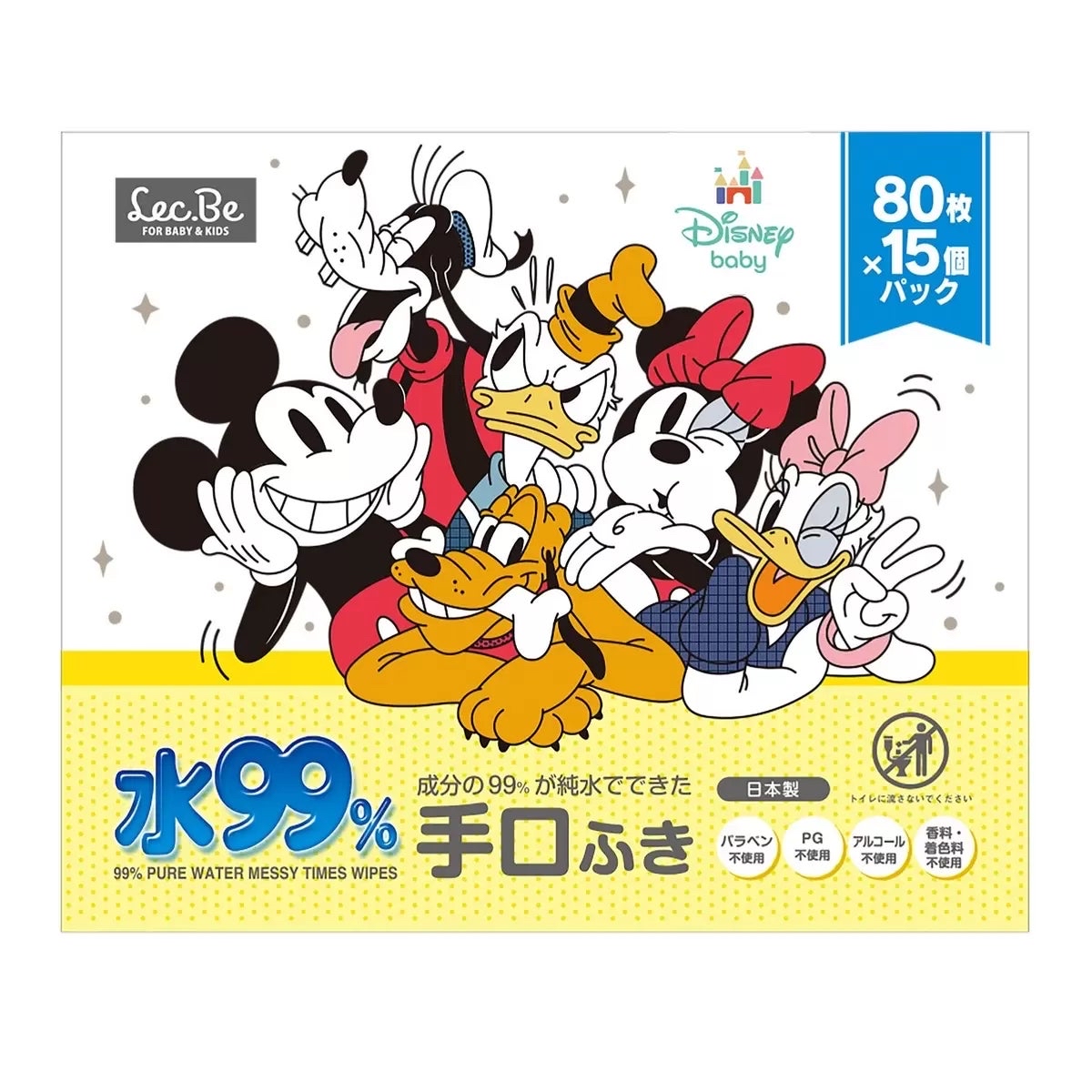 日本 Costco 日本直送 限時特價優惠 日本Costco Mickey 99%水基手口濕紙巾 / 米奇與朋友，80片 x 15包（共1200片
