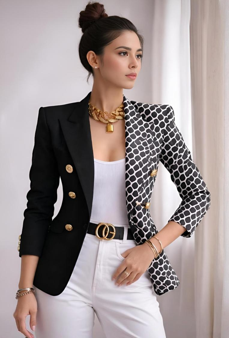 Print Contrast Blazer