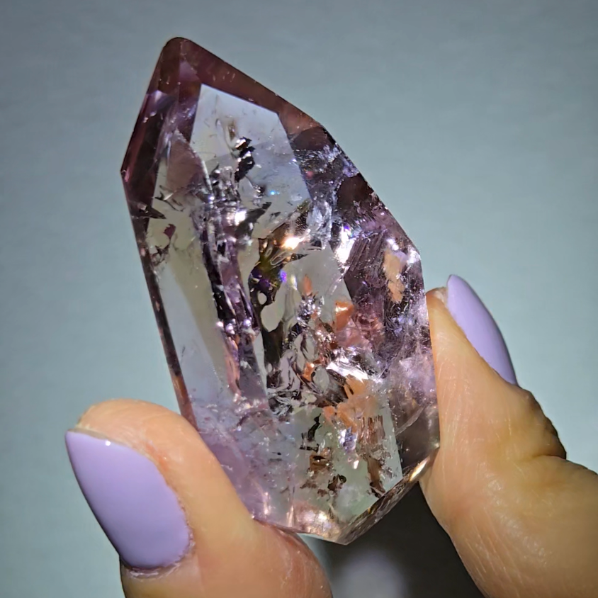 Ametrine pocket stone with rainbows - AME62